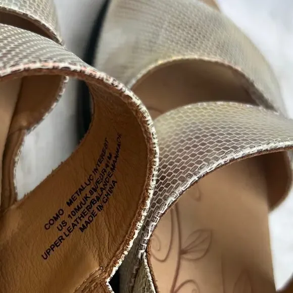 Gold Metallic Two Strap Comfort Sandals Revere Como Orthopedic Walking Shoe - Picture 6 of 6